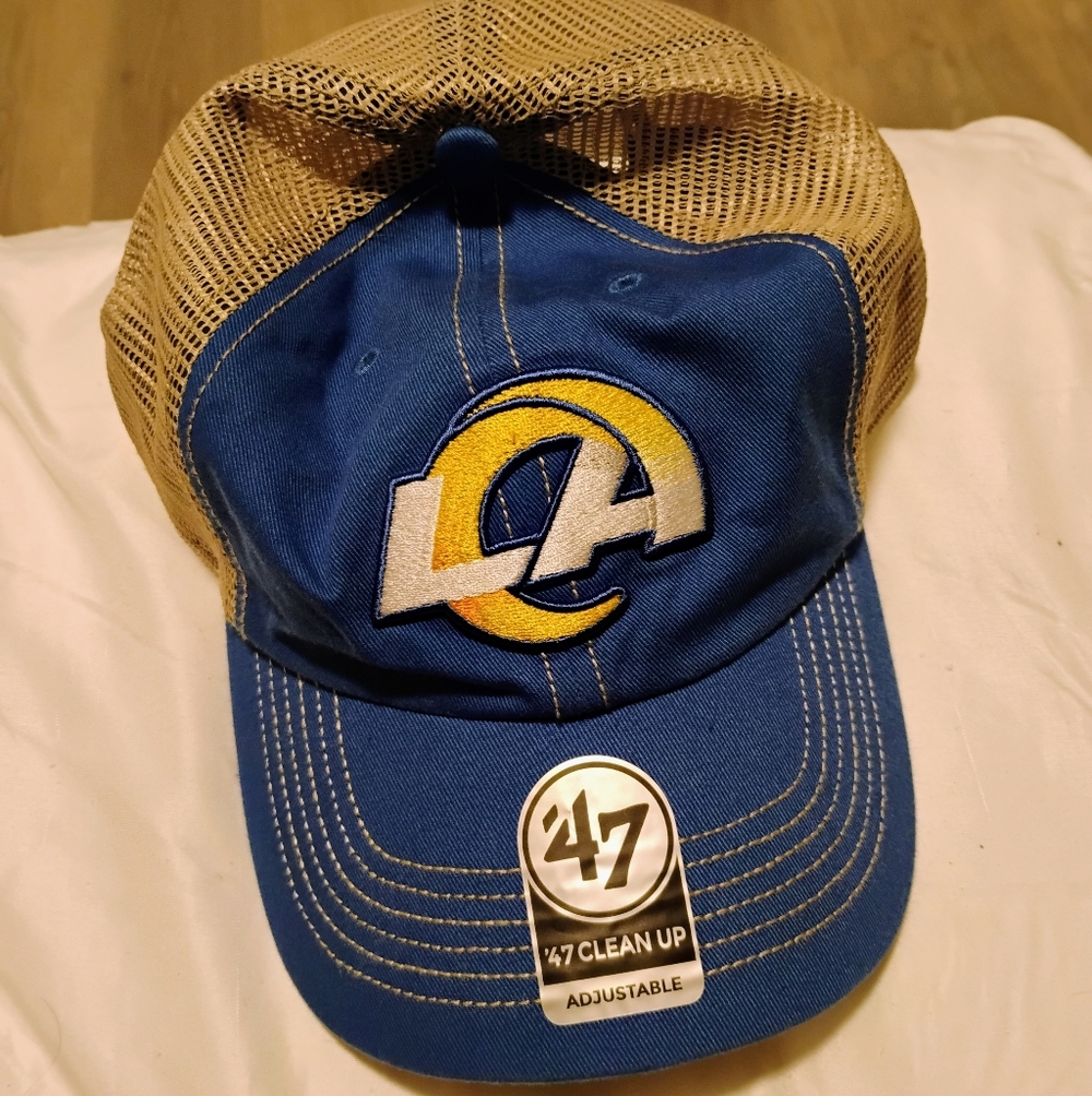 Los Angeles Rams47 Blue and Green Cap with Tan Interior